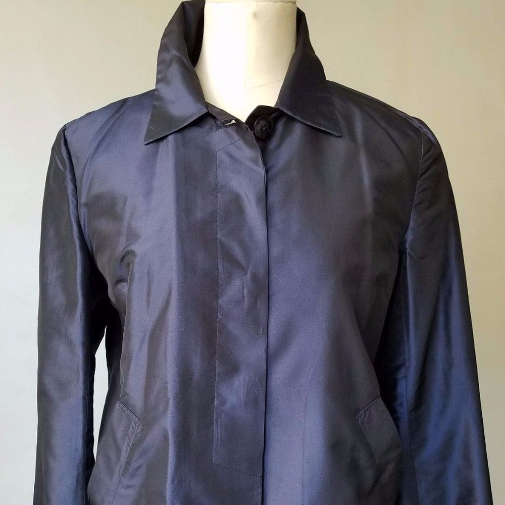 John Rocha Womens Dark Navy Blue Taffeta Silk Jacket, Size 8 UK